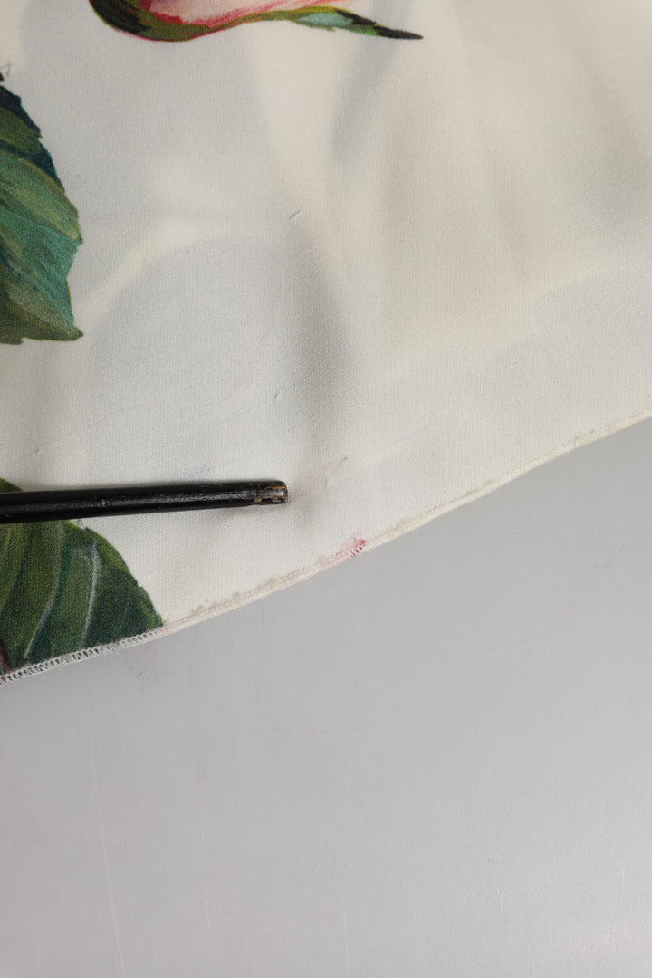 White Floral Silk One Shoulder Midi Dress