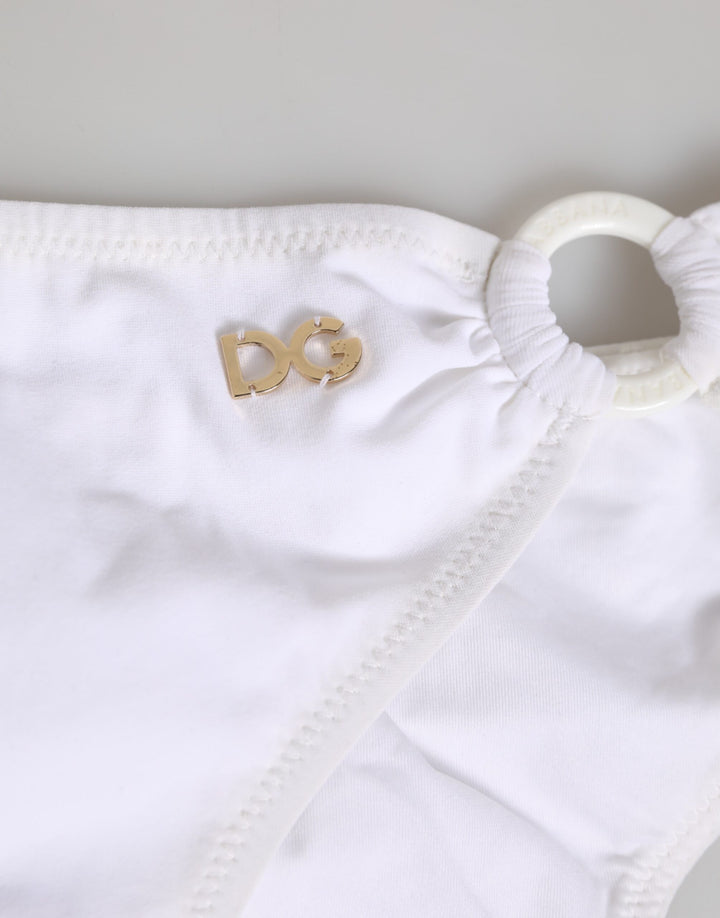 White Logo Swimsuit 2 Piece Top Bottom Swimwear