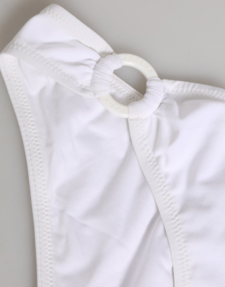 White Logo Swimsuit 2 Piece Top Bottom Swimwear