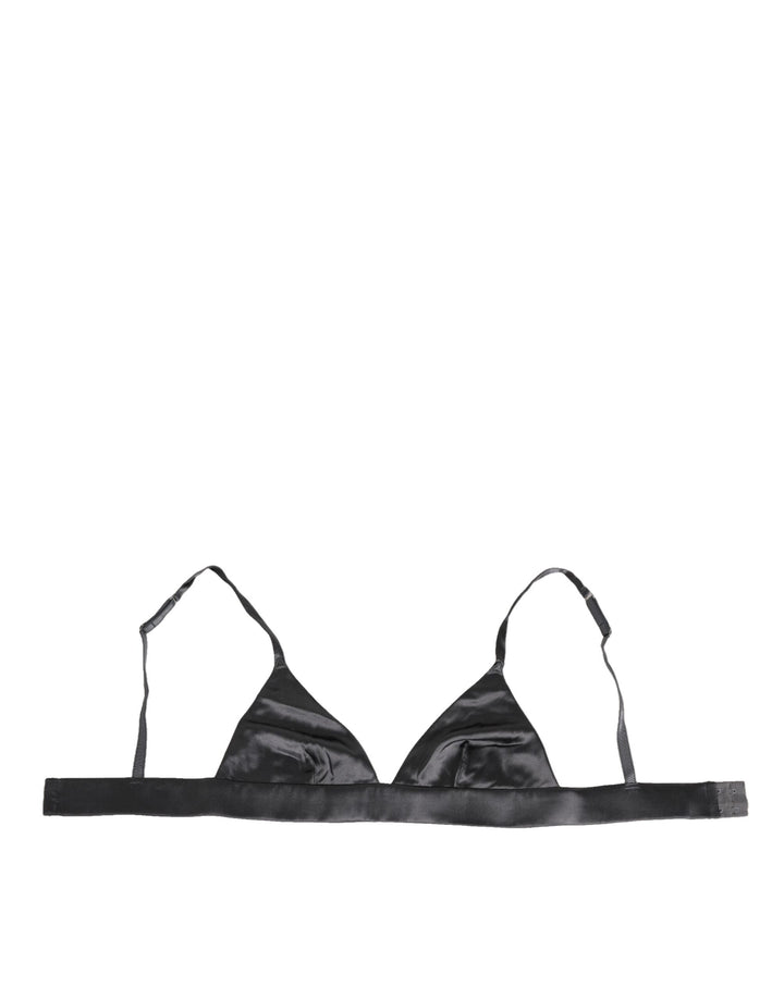 Black Silk Satin Triangle Soft Cup Underwear