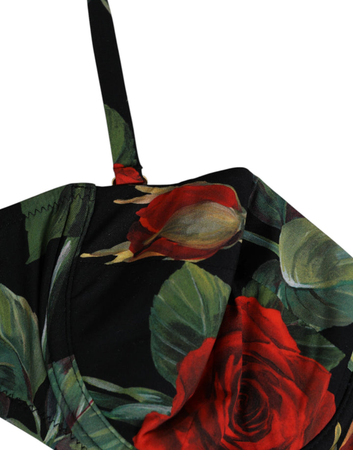 Black Floral Nylon Padded Balconnet Bra Underwear