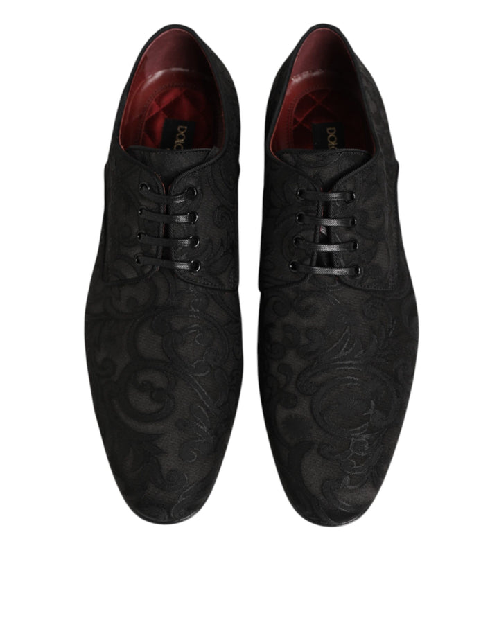Black Brocade Lace Up Derby Men Dress Shoes