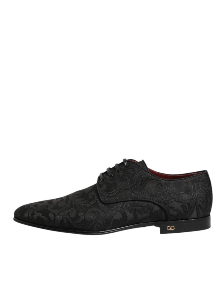 Black Brocade Lace Up Derby Men Dress Shoes