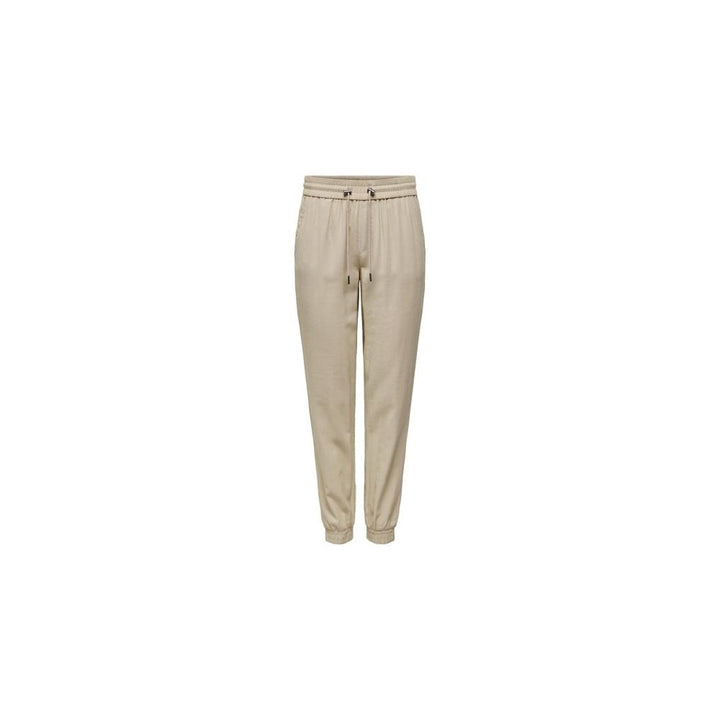 Beige Viscose Casual Pants