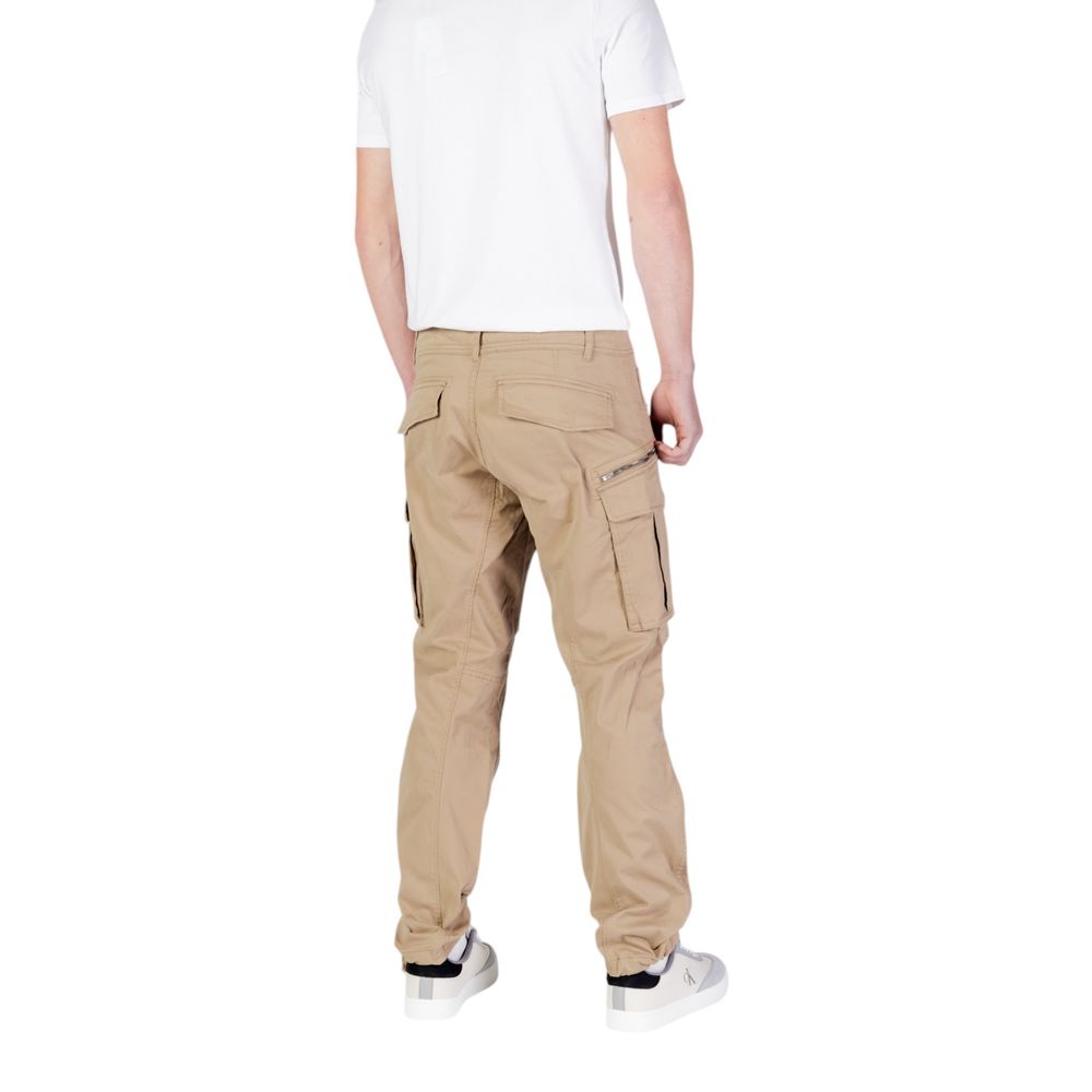 Beige Cotton Cargo Pants