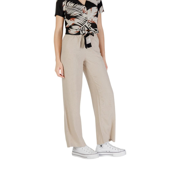 Beige Linen Casual Pants