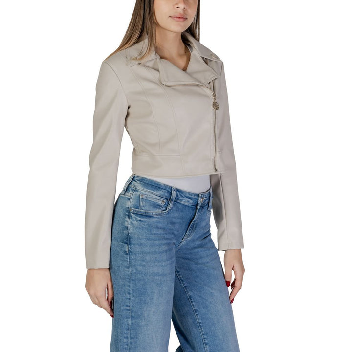Beige Polyethylene Biker Jacket