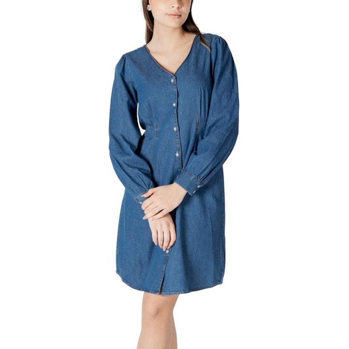 Blue Cotton Short Dress