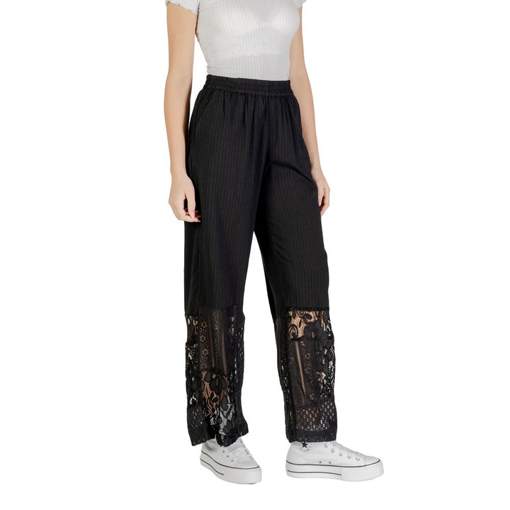 Black Cotton Casual Pants