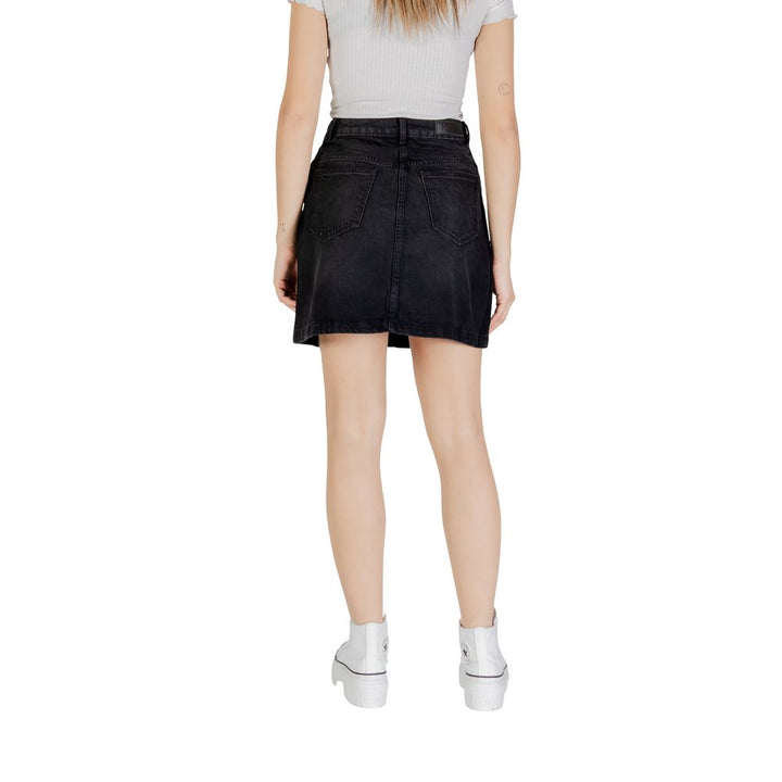 Black Cotton Mini Skirt