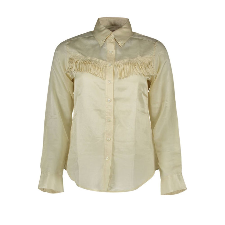 Beige Cotton Women Shirt
