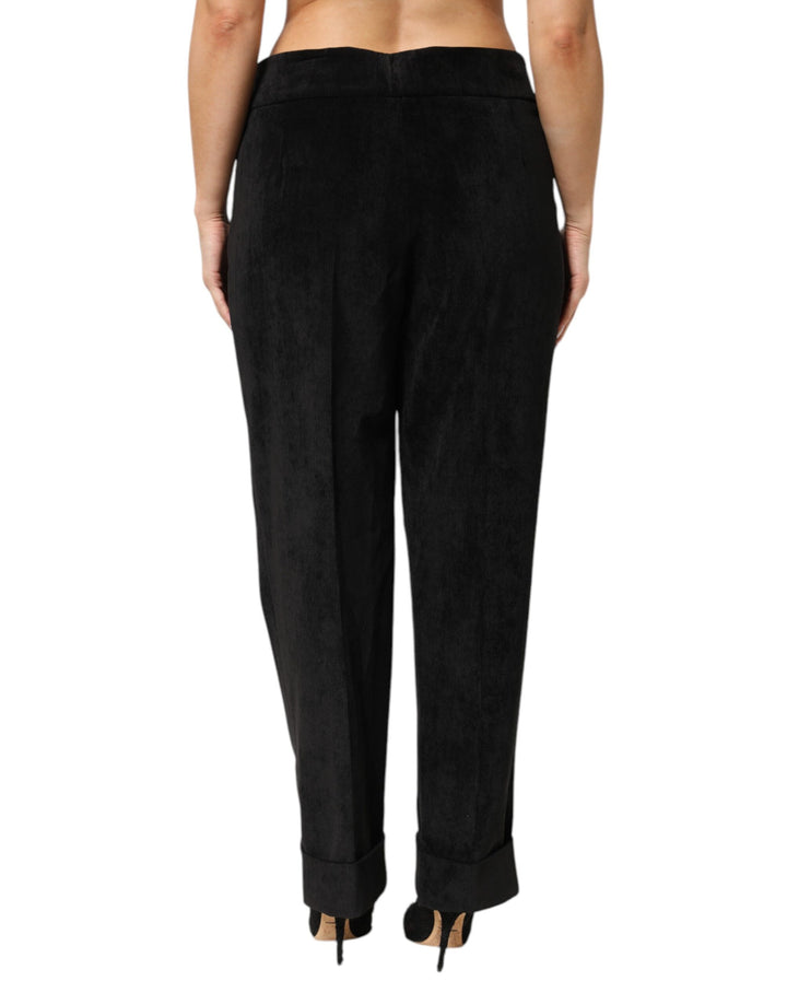 Black High Waist Straight Dress Trouser Pants