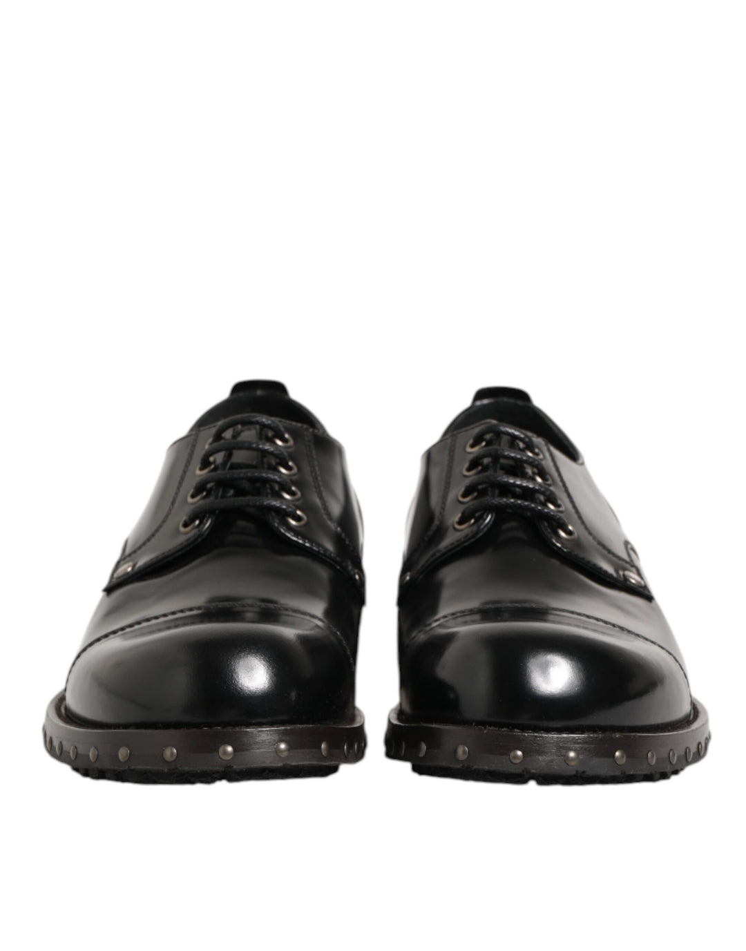 Black Leather Studded Men Formal Derby Shoes