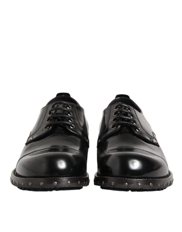 Black Leather Studded Men Formal Derby Shoes