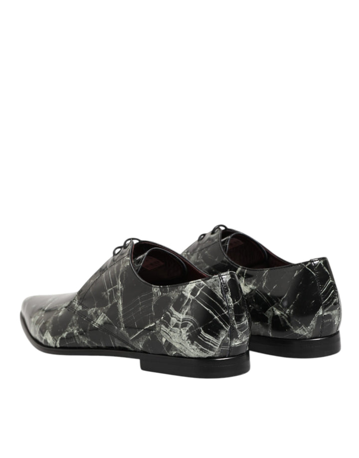 Marbled Pattern Dress Lace Up Derby Shoes