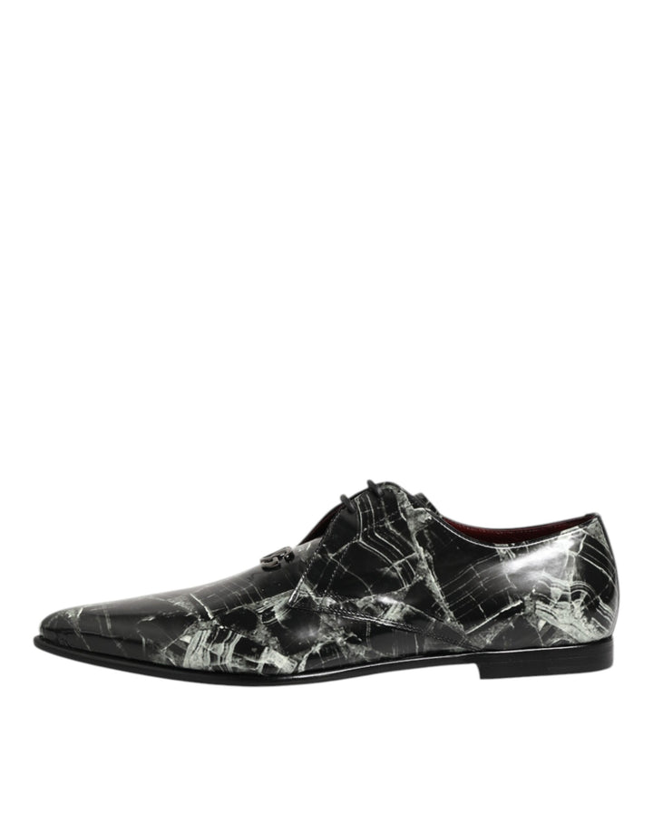 Marbled Pattern Dress Lace Up Derby Shoes