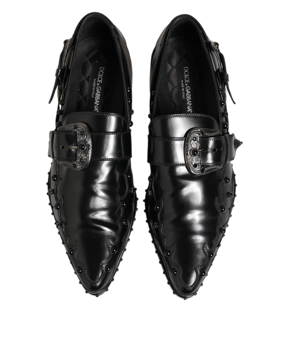 Black Embellished Dress Monk Strap Shoes