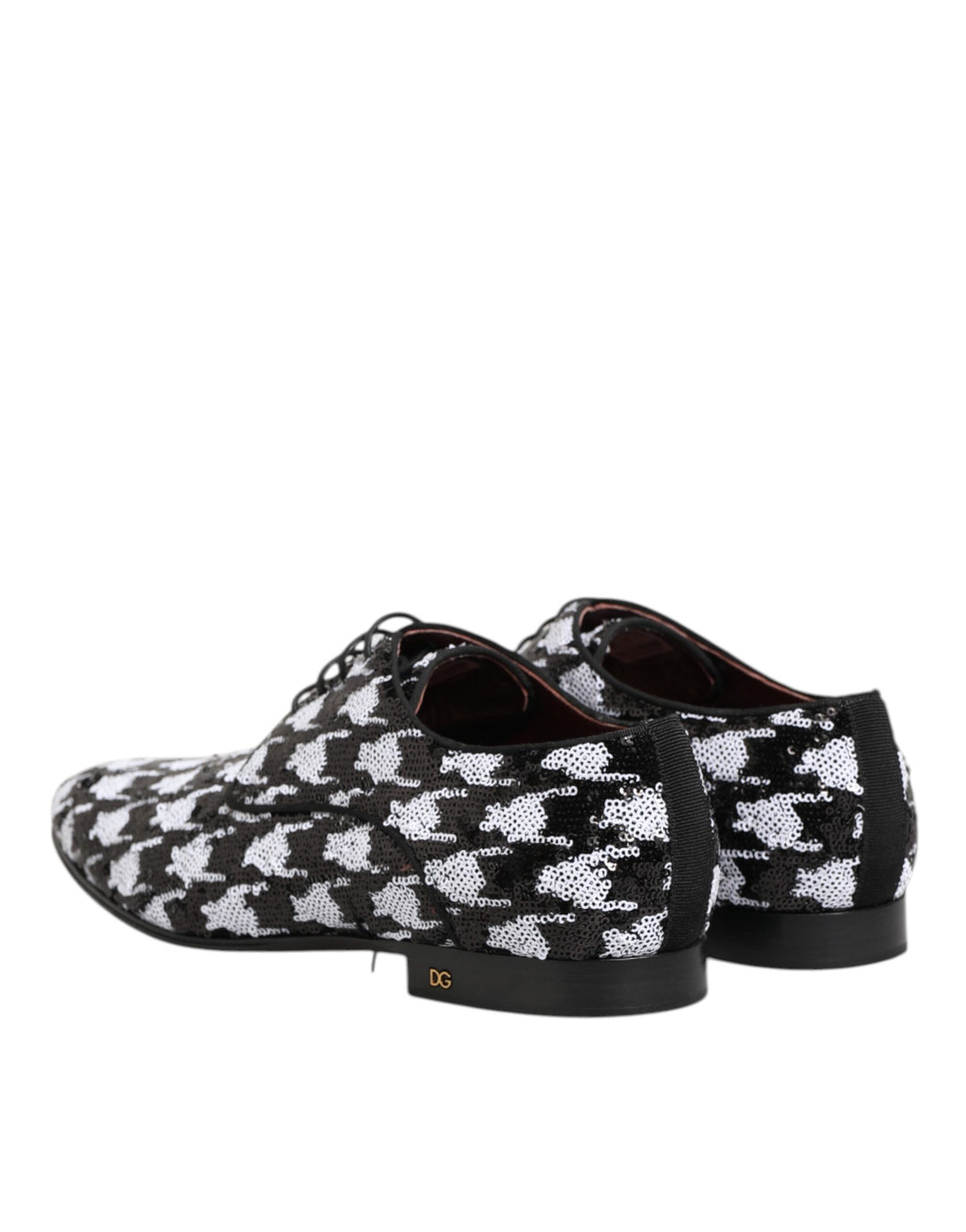 Dress Black White Sequined Lace Up Derby Shoes