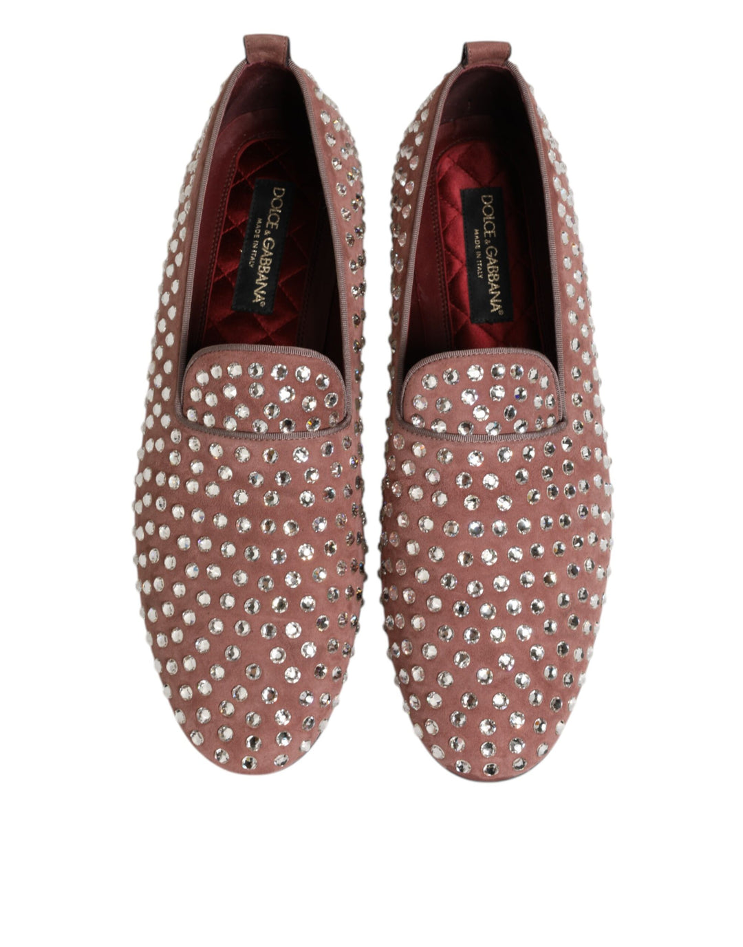 Pink Suede Crystals Loafers Men Dress Shoes