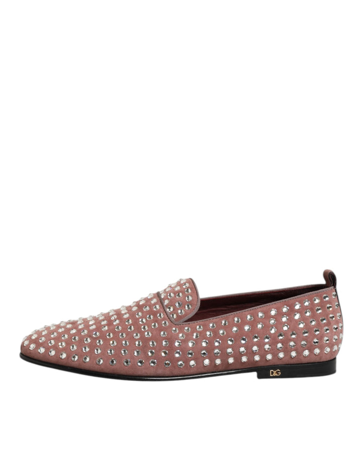 Pink Suede Crystals Loafers Men Dress Shoes