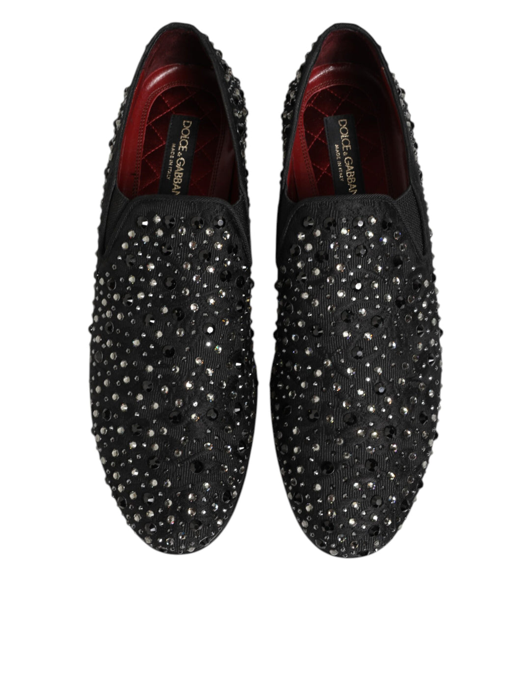 Black Suede Crystal Embellished Loafer Shoes