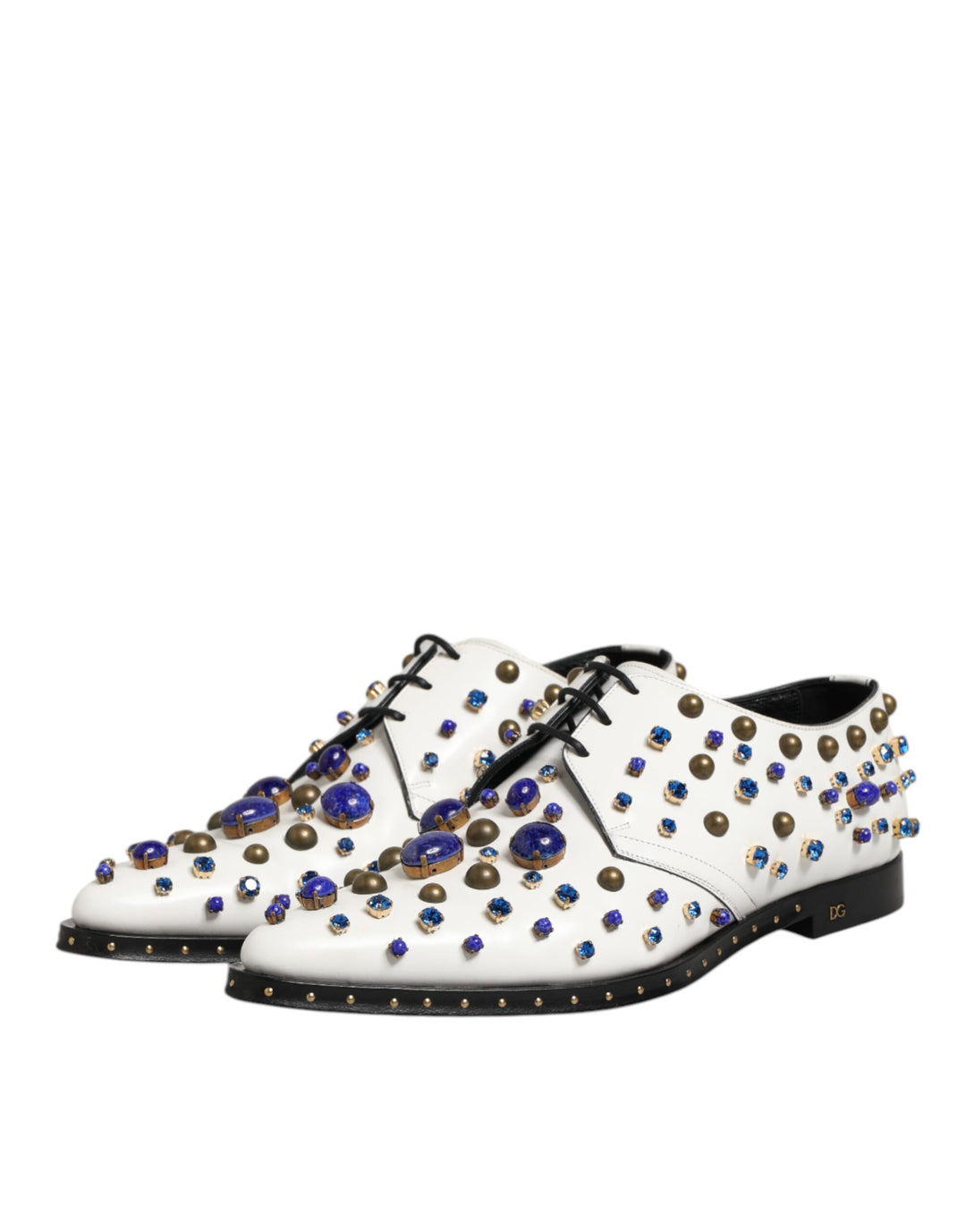 White Leather Crystals Embellished Dress  Shoes