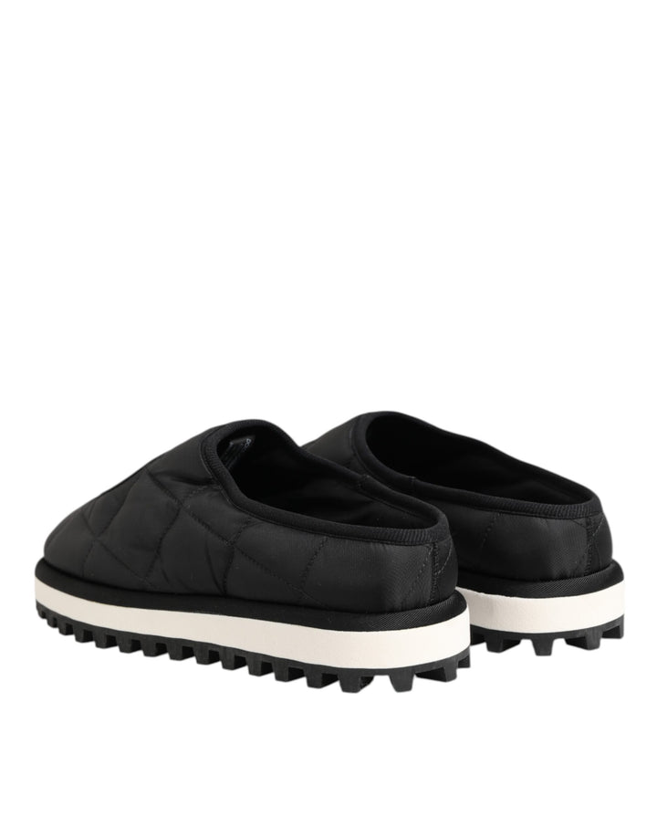 Black Nylon Low Top Slip On Sneaker Shoes