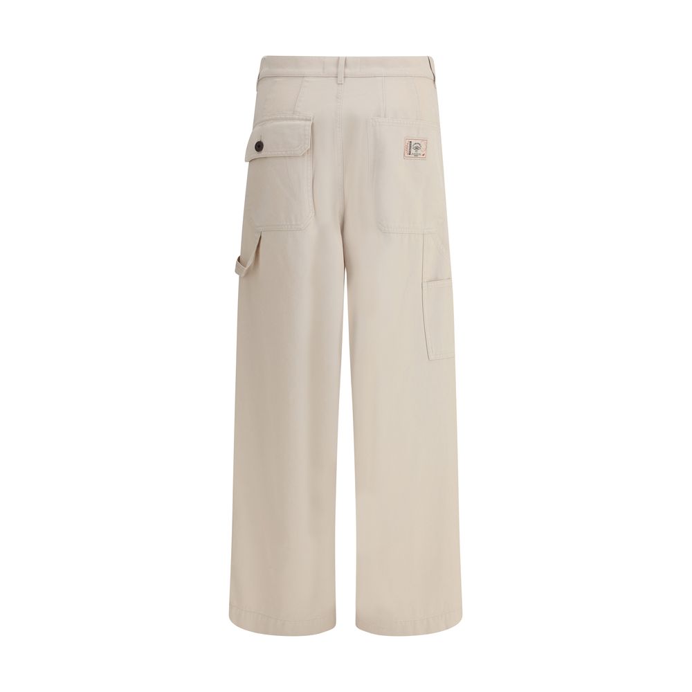 Beige Cotton Cargo Pants