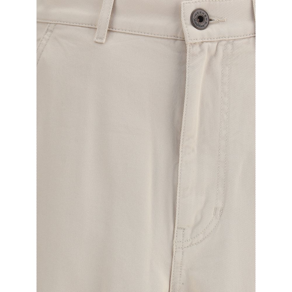Beige Cotton Cargo Pants