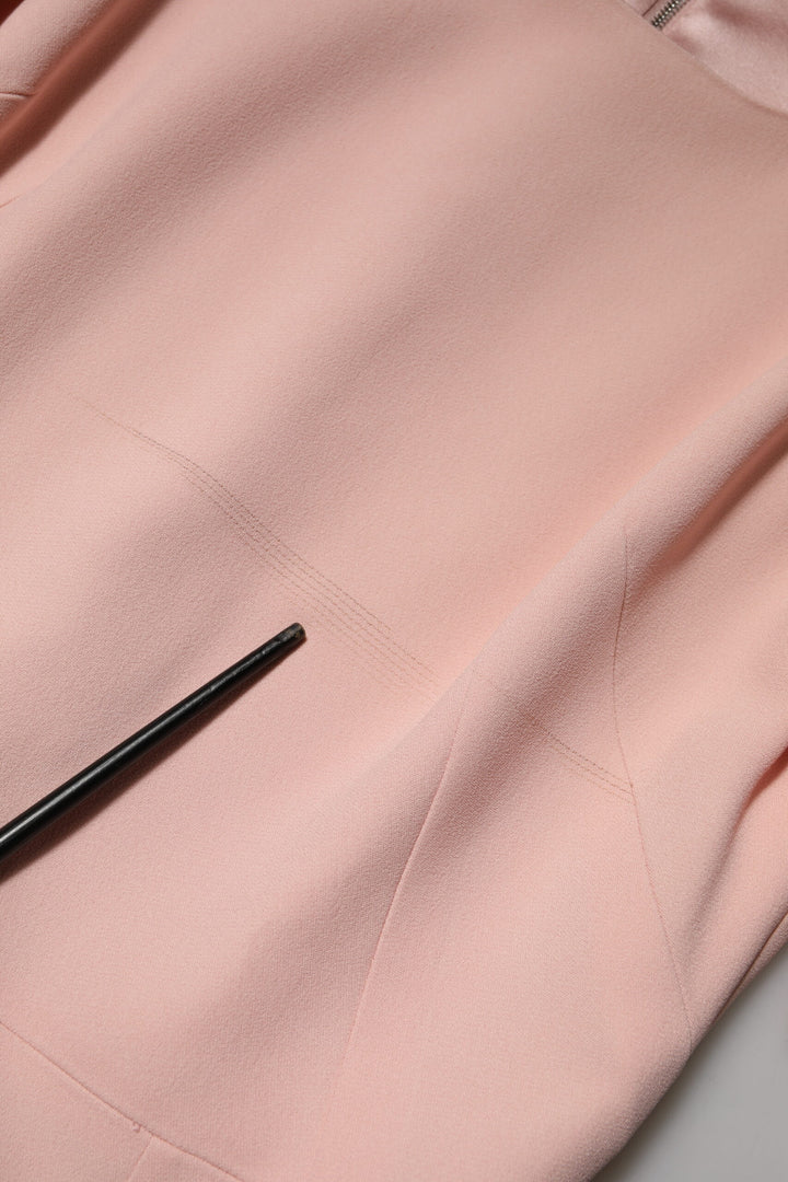 Pink Viscose Fit Flared Sheath Midi Dress