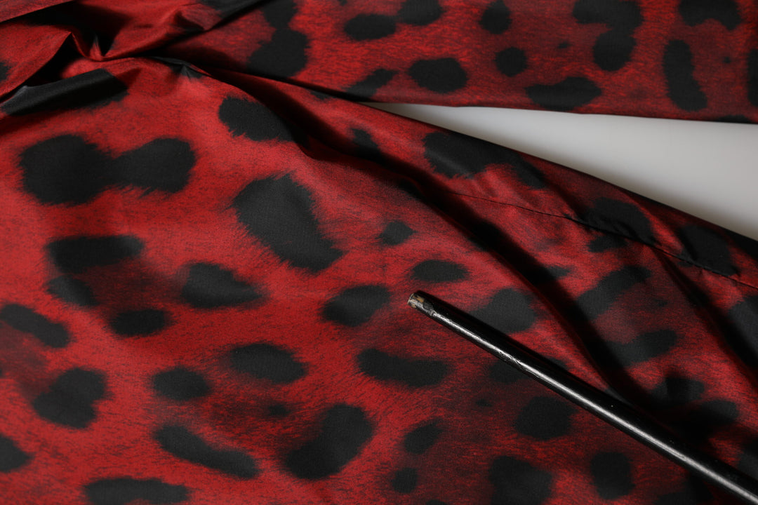 Red Leopard Print Full Zip Bomber Jacket