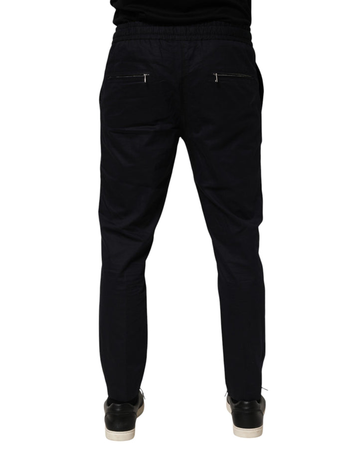 Black Mid Waist Drawstring Men Jogger Pants