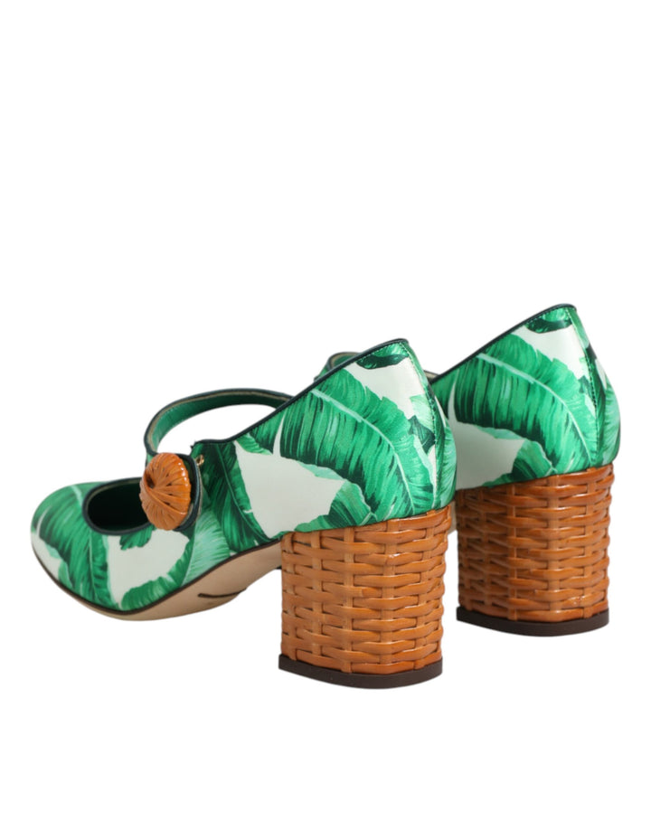 Green Silk MARY JANES Leaf Sandals Shoes