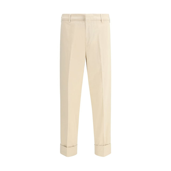 Beige Cotton Casual Pants