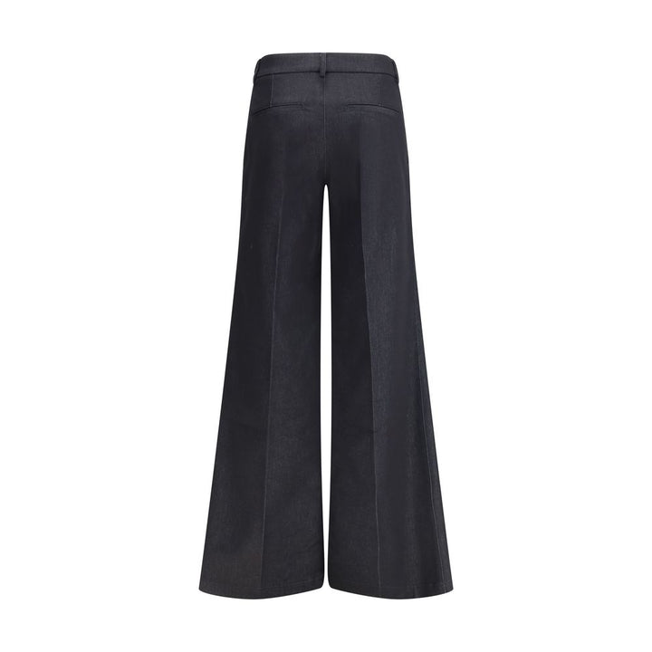 Black Polyester Flared Pants