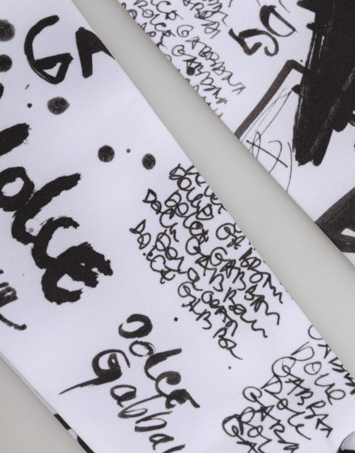 Black White DG Logo Elbow Length Mitten Gloves