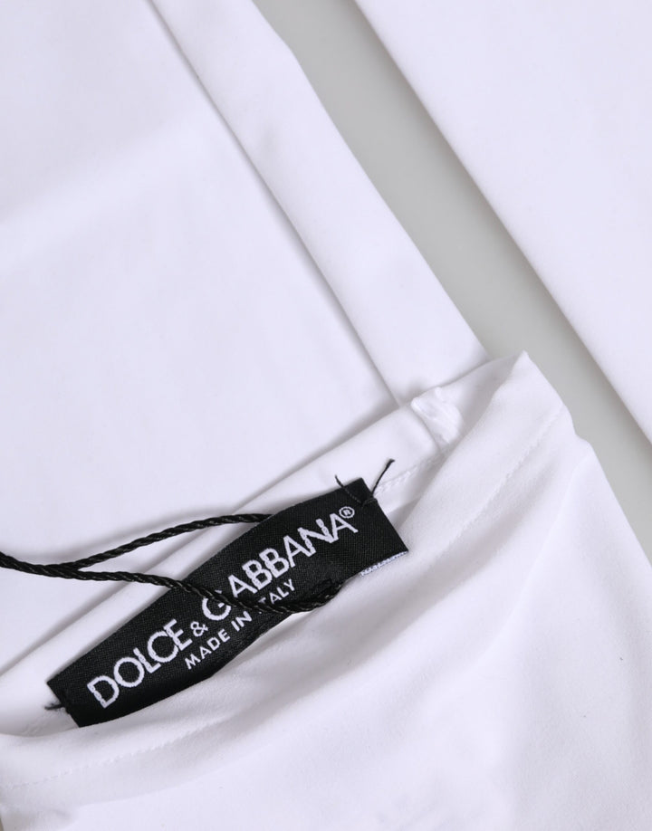 White Nylon Fingerless Elbow Length Mitten Gloves