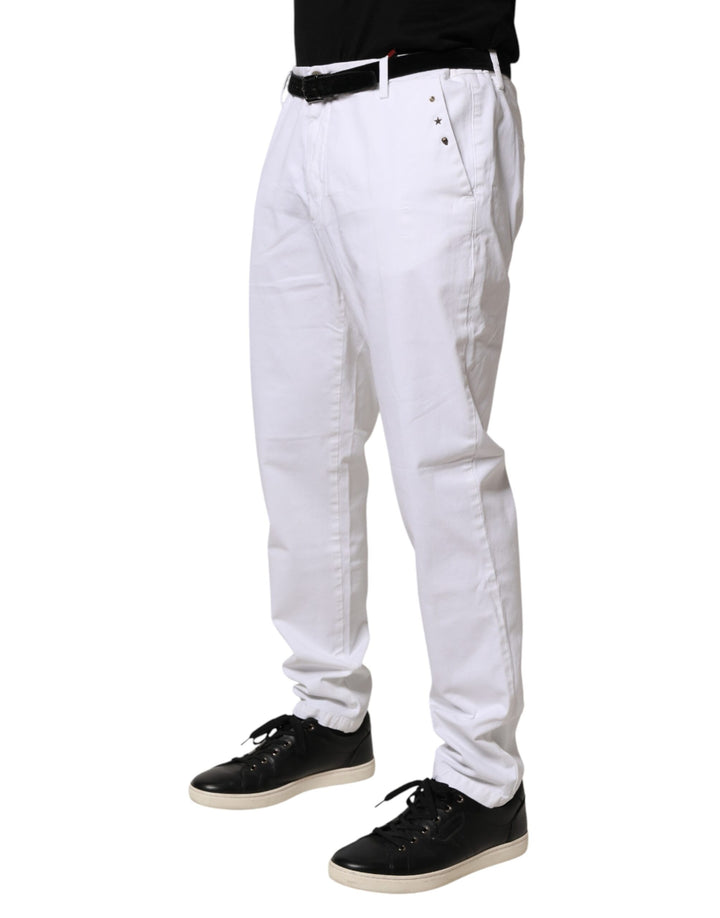 White Skinny Fit Mid Waist Men Denim Trouser Jeans