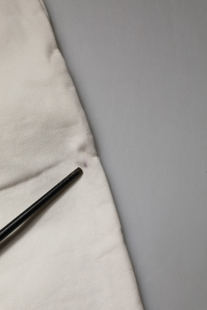 White Cotton Straight Chino Trouser Pants