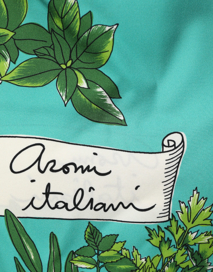 Green Printed Long Sleeve Wrap Coat Dress