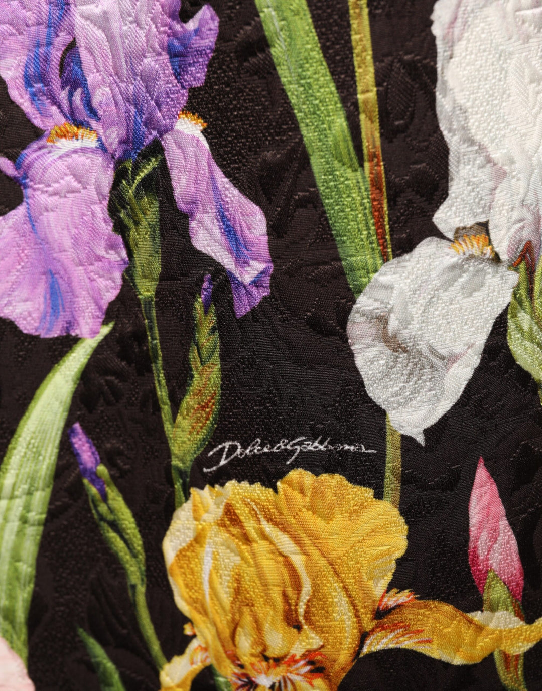 Black Floral Brocade A-line Mini Dress