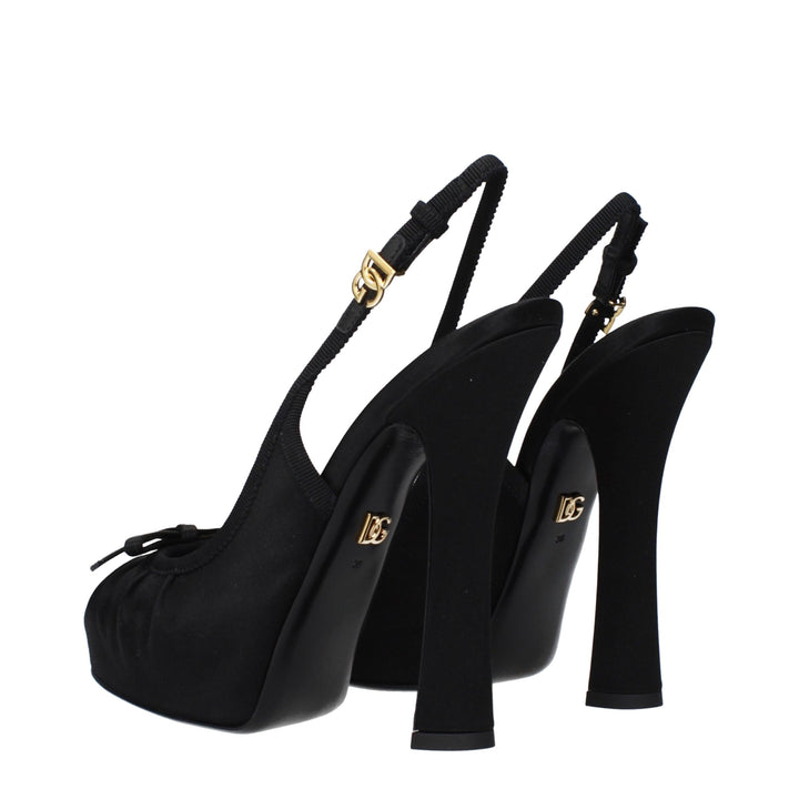 Black Satin High Heel Pumps