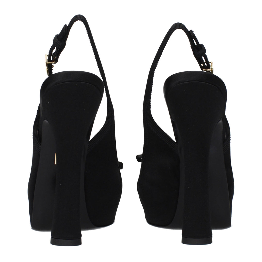 Black Satin High Heel Pumps