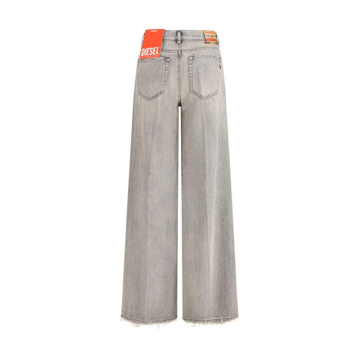 Gray Cotton Flared Jeans