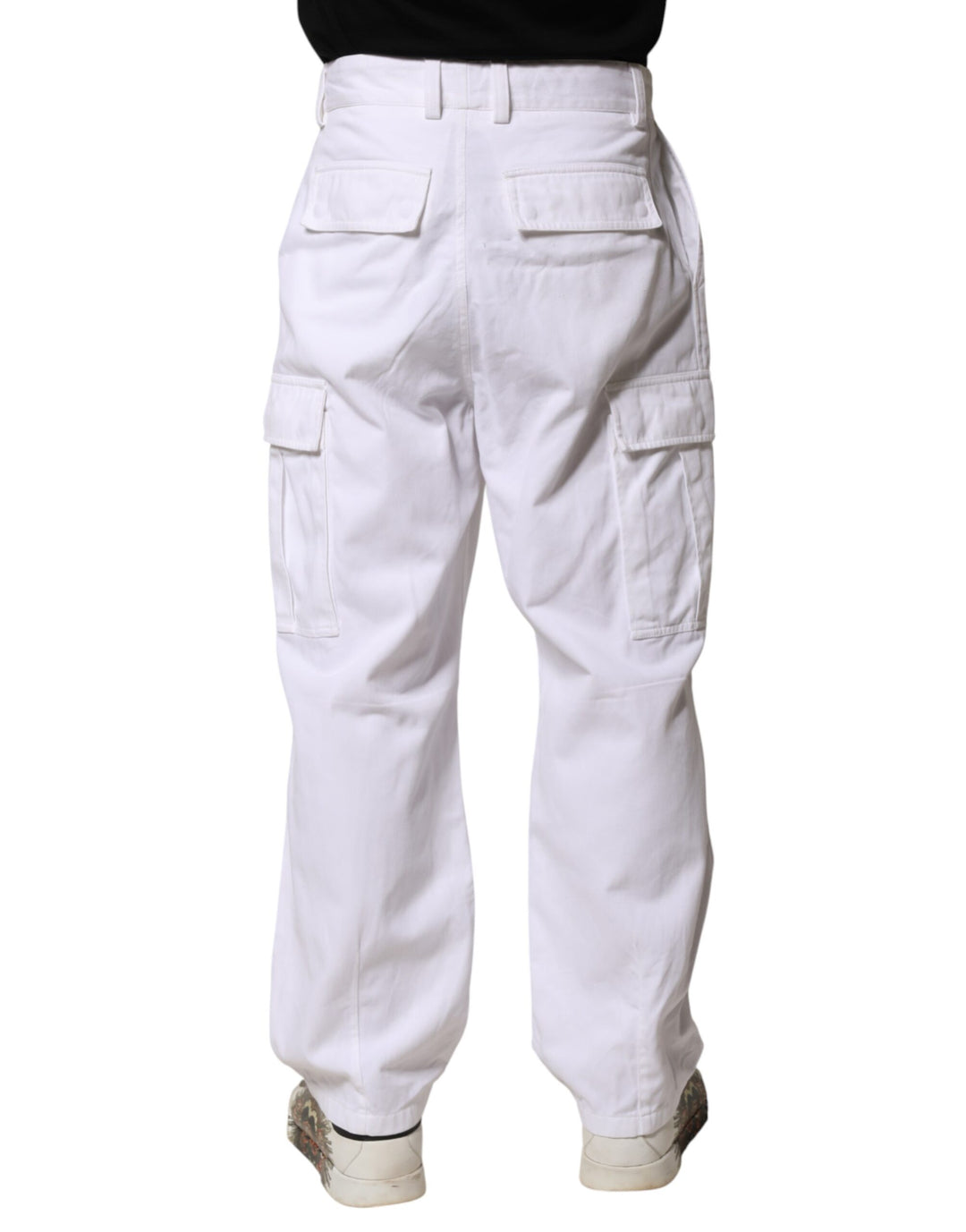 White Cotton Men Cargo Denim Trouser Jeans