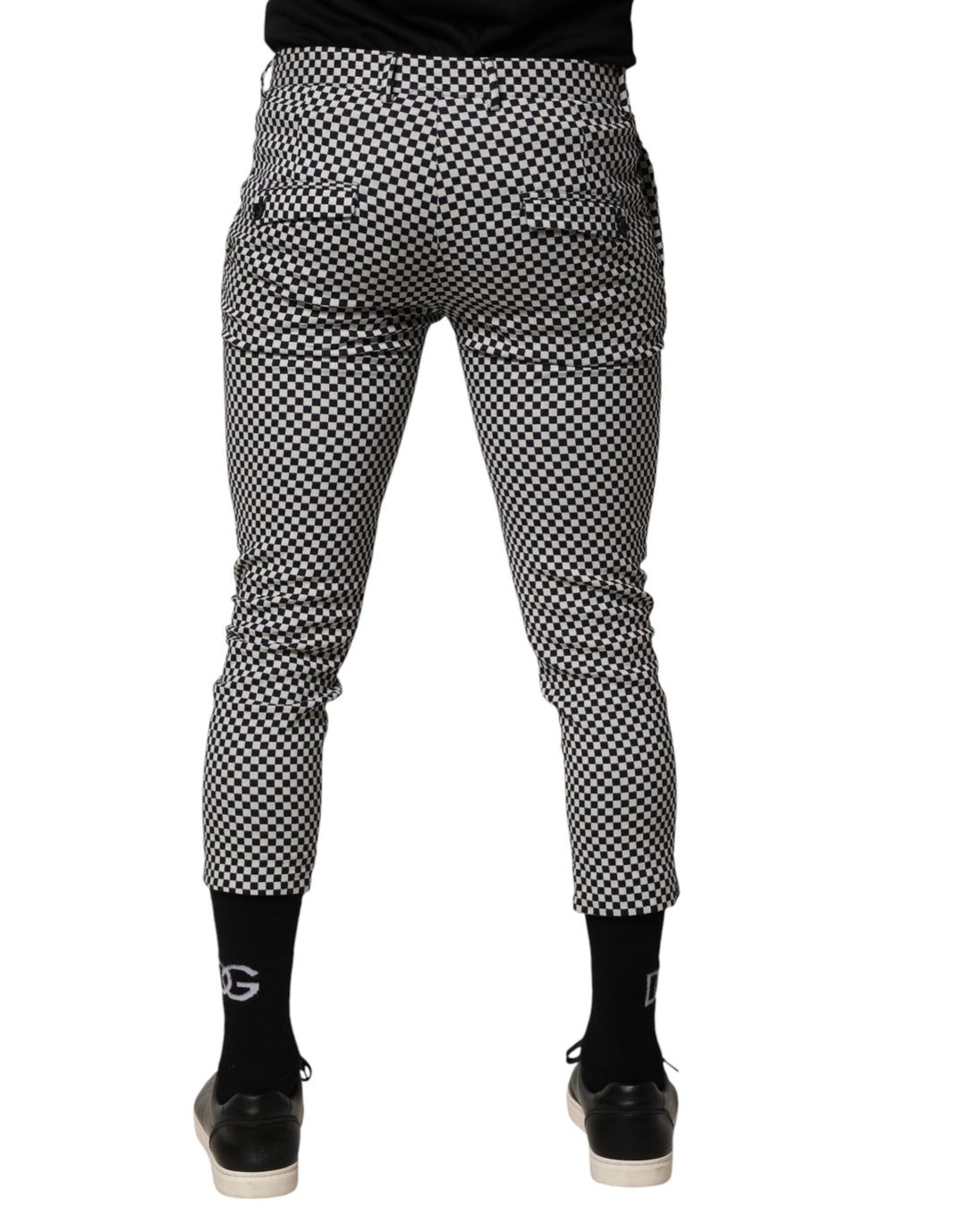 Black White Checkered Men Cropped Pants