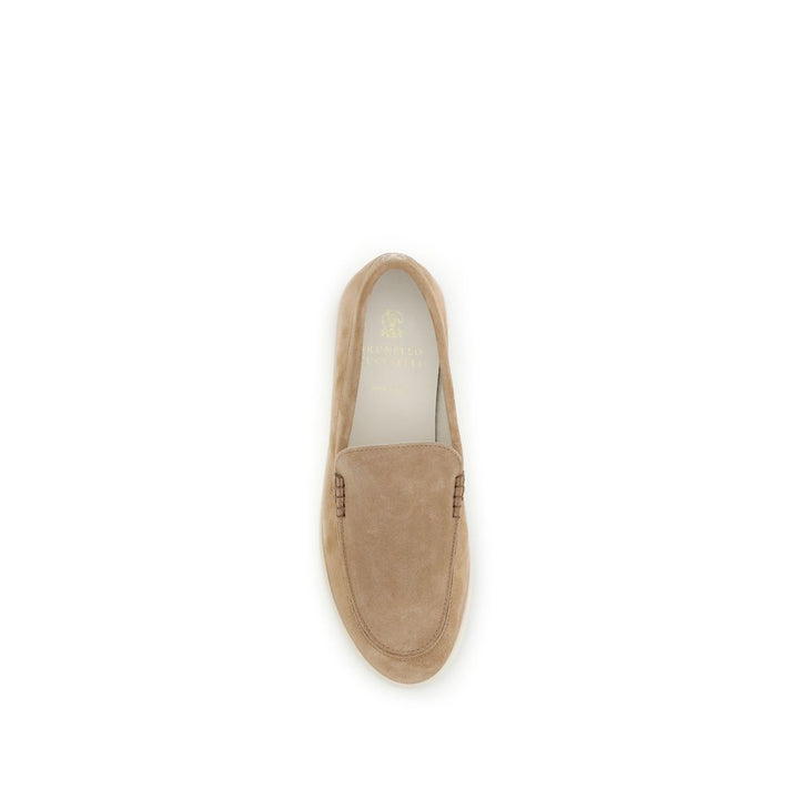 Beige Calf Leather Bos Taurus Slip-On Loafers
