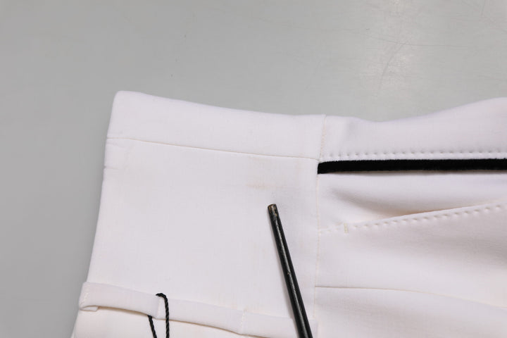 White Wool High Waist Tapered Trouser Pants