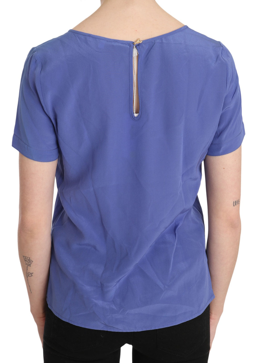 Silk Purple Short Sleeve Casual Top Blouse