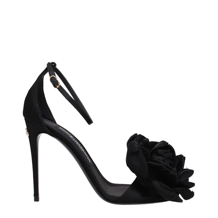Black Satin Stiletto Heel Sandals